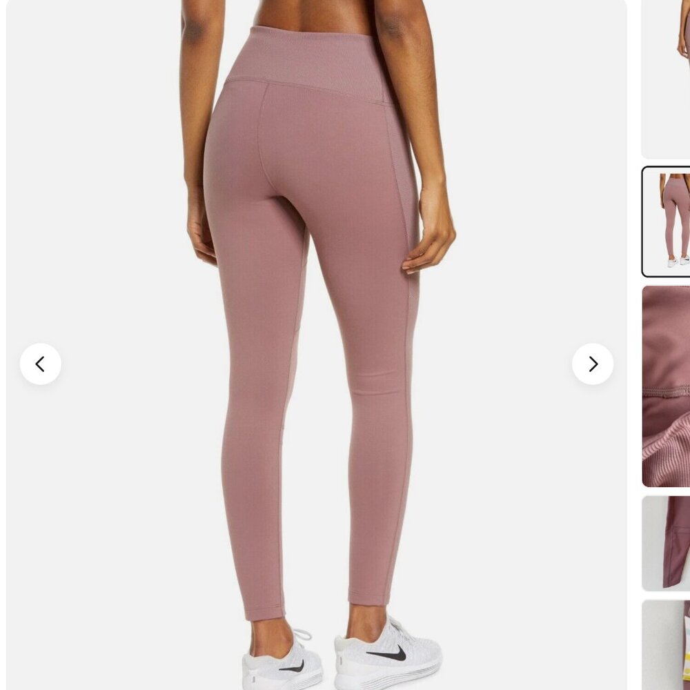 Zella Moto Ribbed High Waist Ankle Leggings - Purple Taupe - Medium